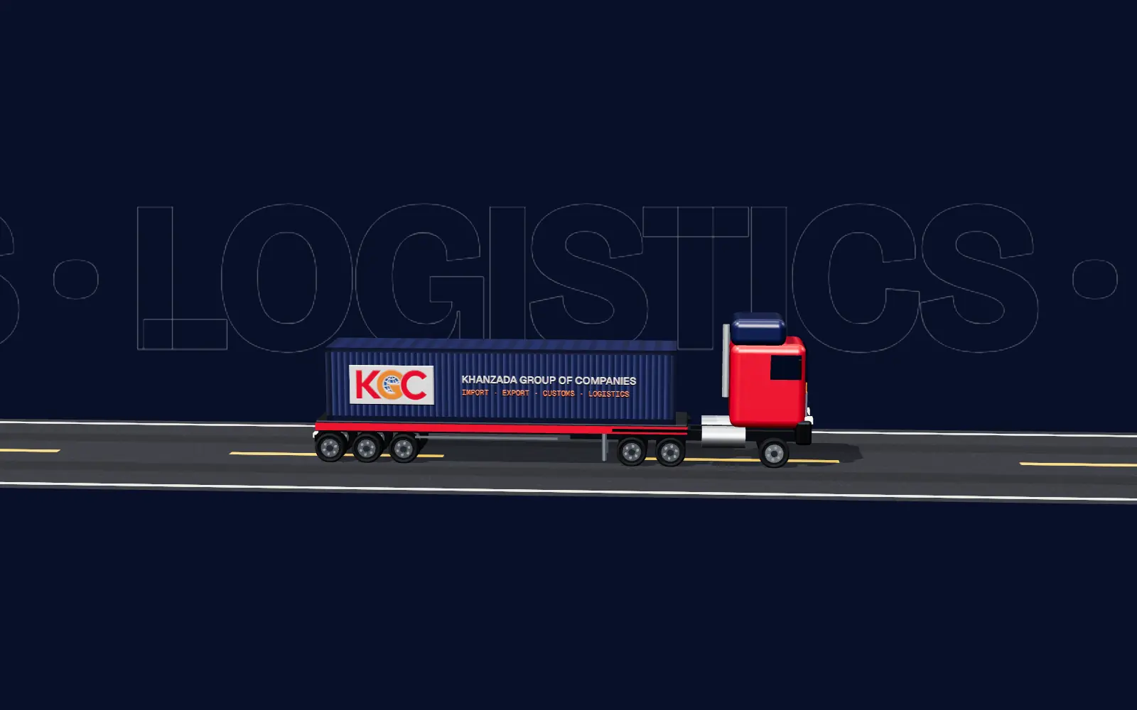 Illustration: the truck drives off with the KGC container
